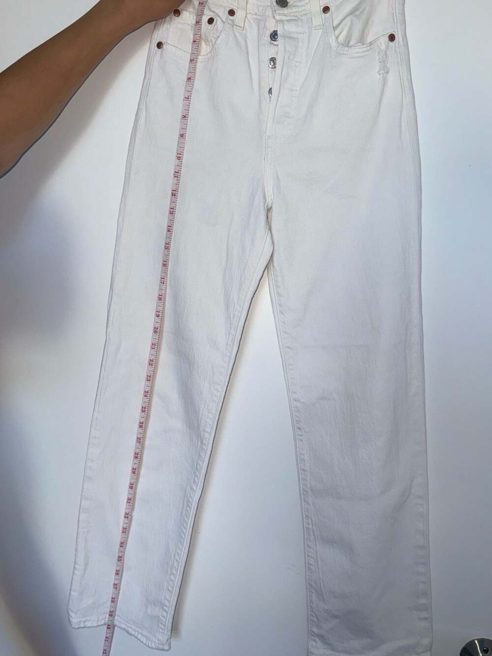 Levi's Premium Ribcage Straight Ankle White Jeans Size 25 - Picture 9 of 11